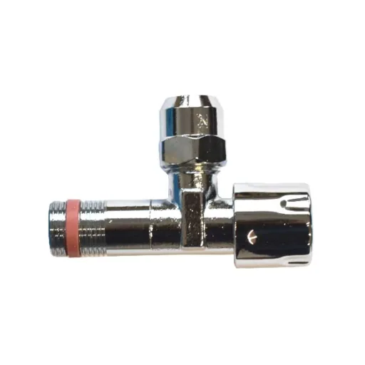 Hoekstopkraan 3/8", zelfdichtend, verchroomd, met rozet