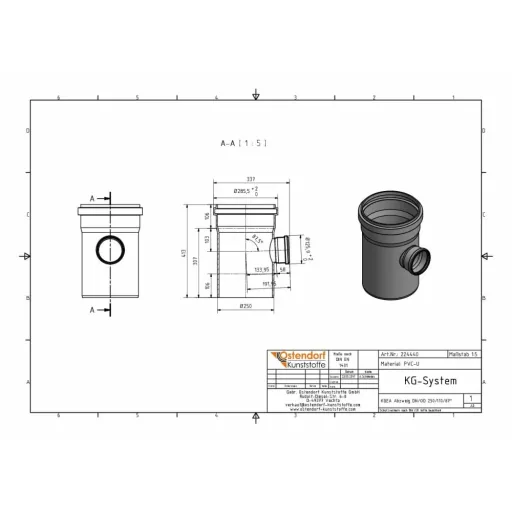 KG Buis Afsplitsing DN 250/110 87 Graden - Riool Aftakking