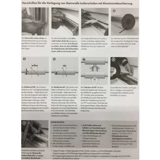 Pijpisolatie Steenwol ALU 35mm, 20mm, 1m - Verwarmingsbuis Isolatie