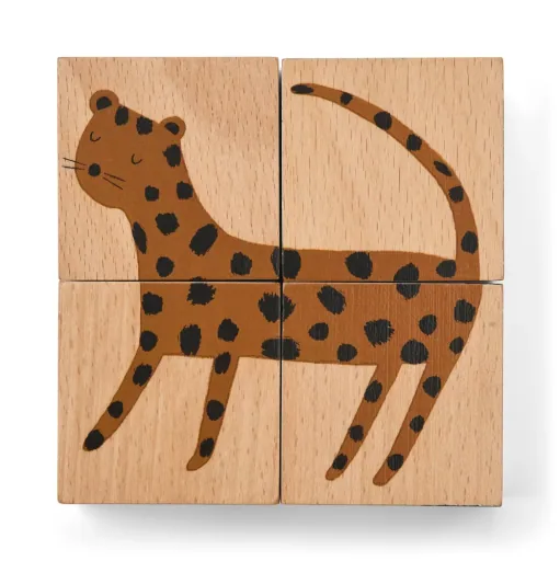 Liewood Puzzel, Houten puzzel, Houten blokjes - Aage, Kleur: Monster / Nature