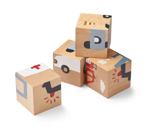 Liewood Puzzel, Houten puzzel, Houten blokjes - Aage, Kleur: Monster / Nature