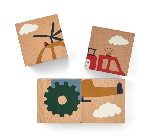 Liewood Puzzel, Houten puzzel, Houten blokjes - Aage, Kleur: Monster / Nature