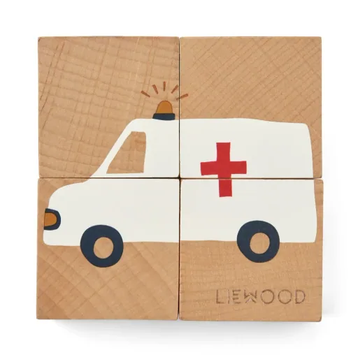 Liewood Aage houten puzzel met houten blokjes, kleur: All Together / Nature