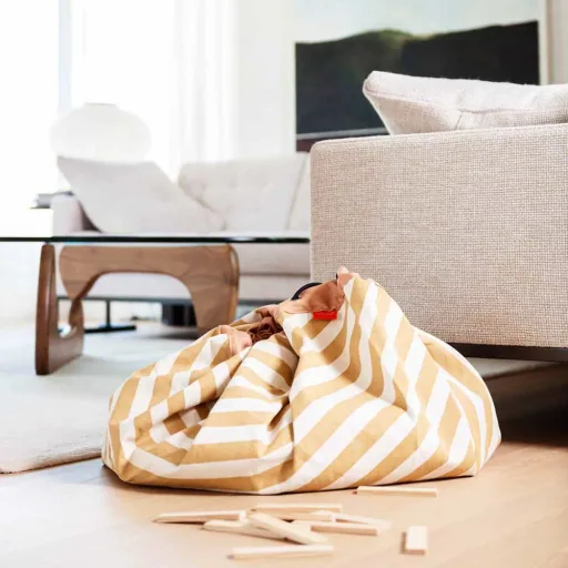 play & go speeltas print strepen mosterdgeel