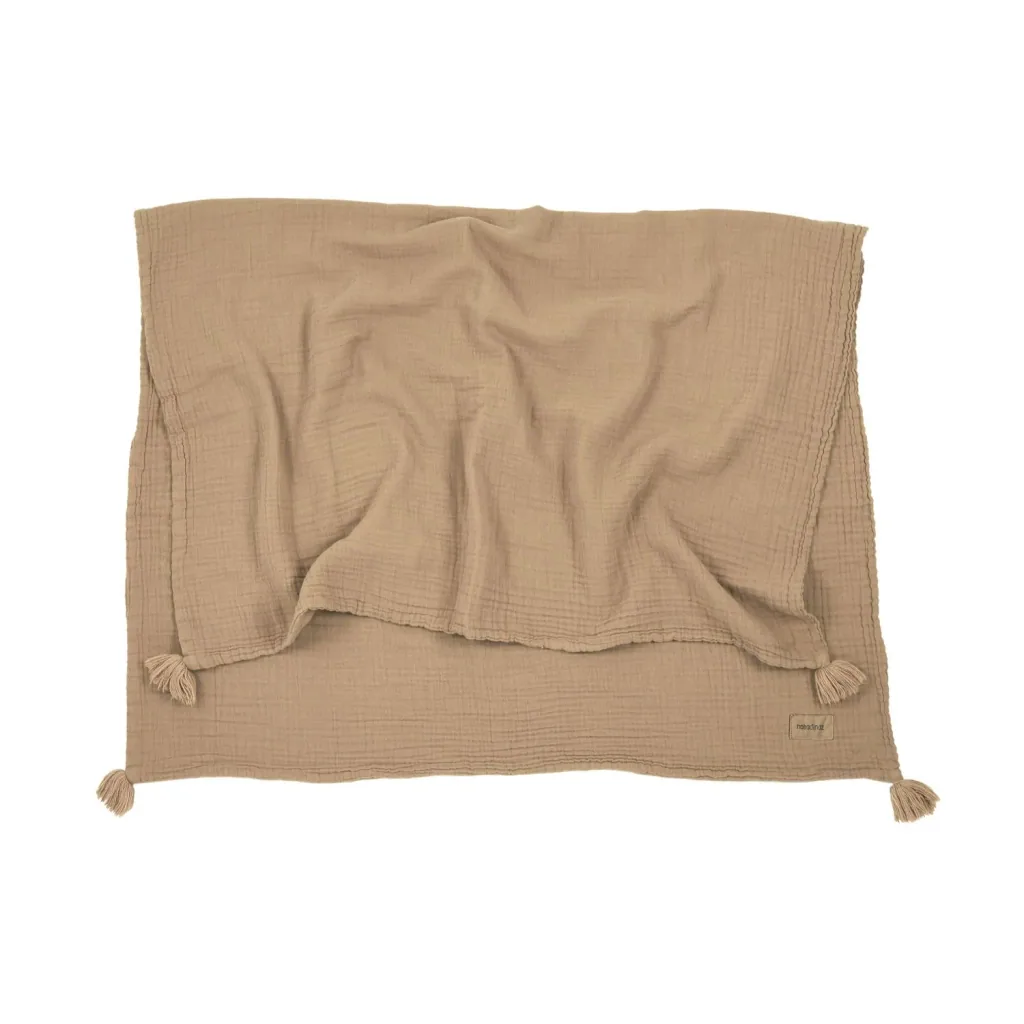 Nobodinoz WABI SABI babydeken, dubbele mousseline deken, 65 x 100 cm, kleur: Sesam