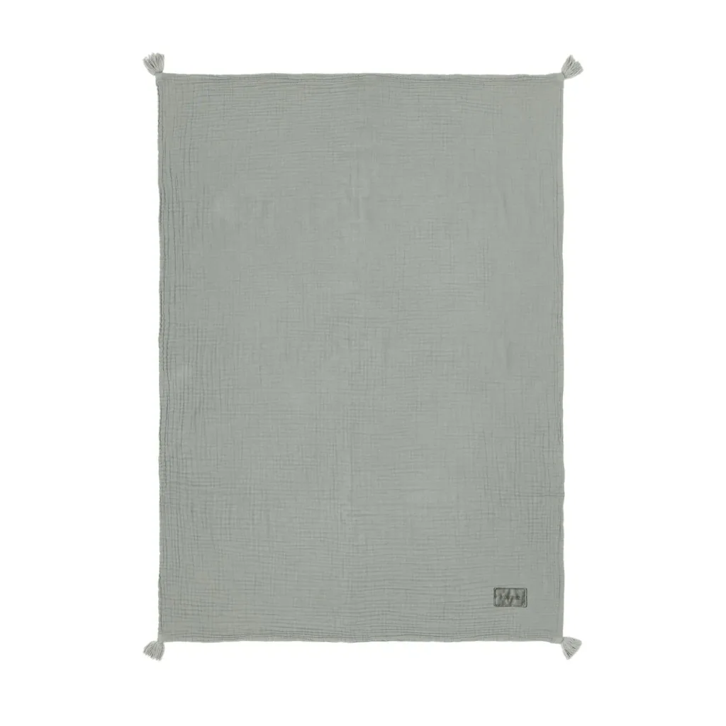 Nobodinoz WABI SABI babydeken, dubbele mousseline deken, 65 x 100 cm, kleur: azuurblauw