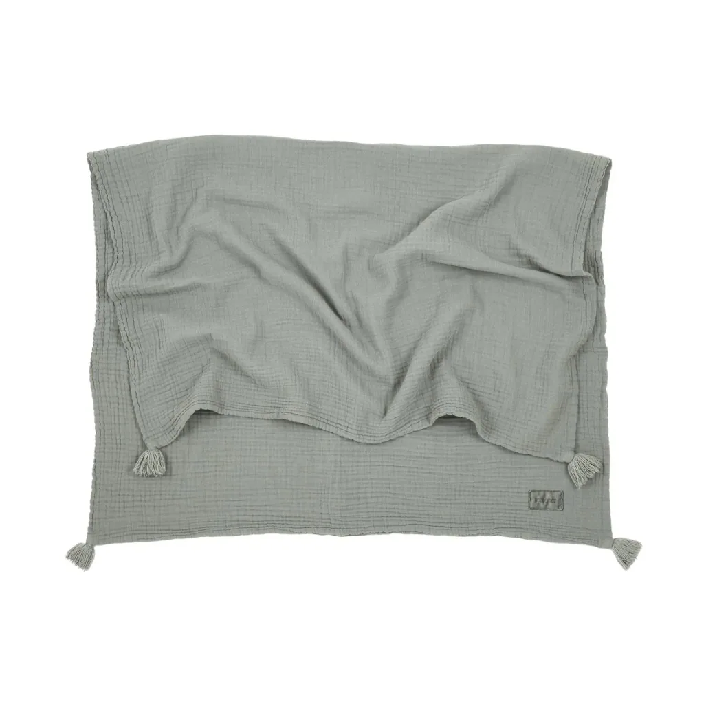 Nobodinoz WABI SABI babydeken, dubbele mousseline deken, 65 x 100 cm, kleur: azuurblauw