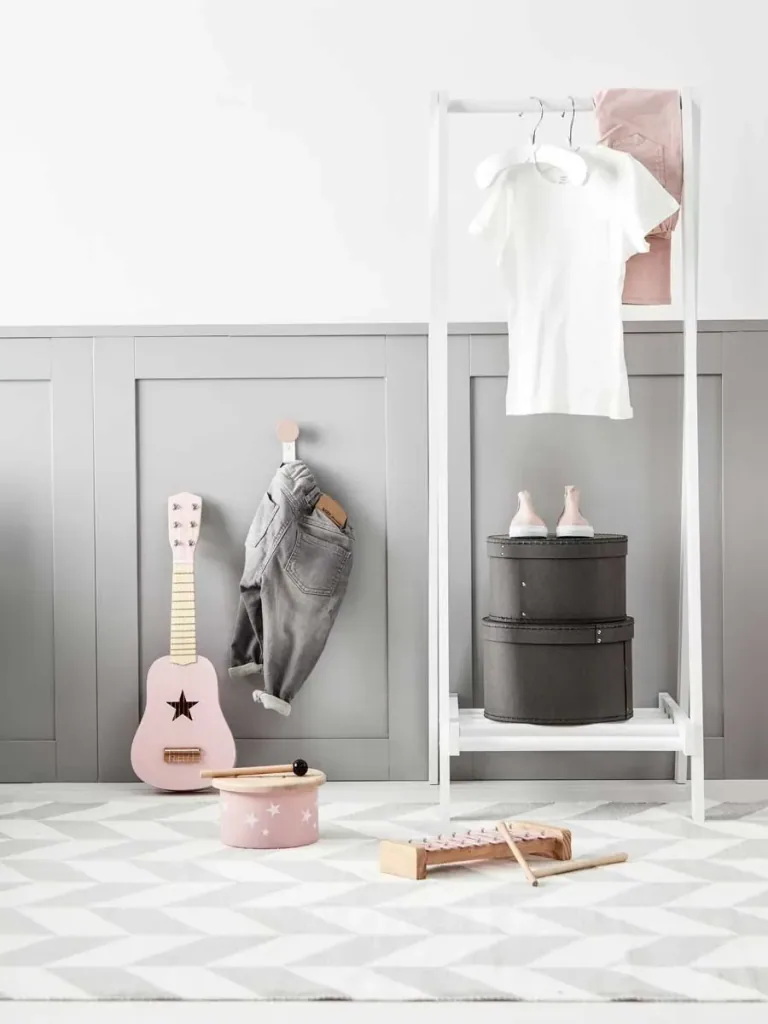 Kids Concept set van 2 ronde kartonnen dozen grijs