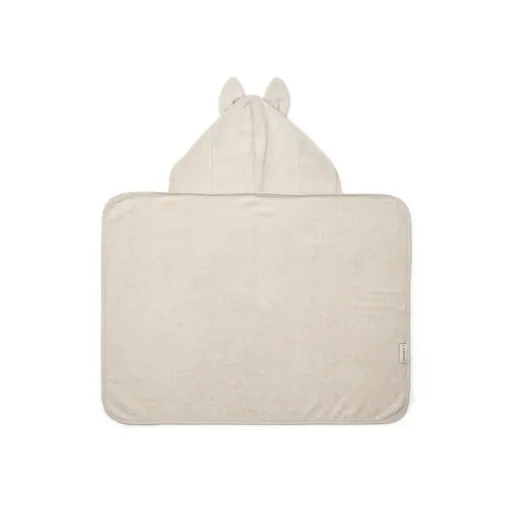 Liewood baby handdoek met capuchon, babyhanddoek Vilas Hase - ultrazacht, absorberend, met dierenoren, perfect na het badderen, kleur: zandkleurig