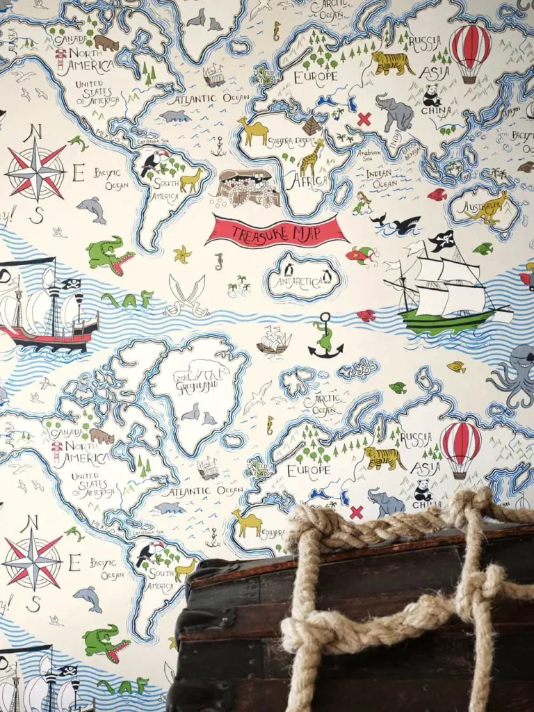 Little Sanderson Abracazoo behang wereldkaart zand