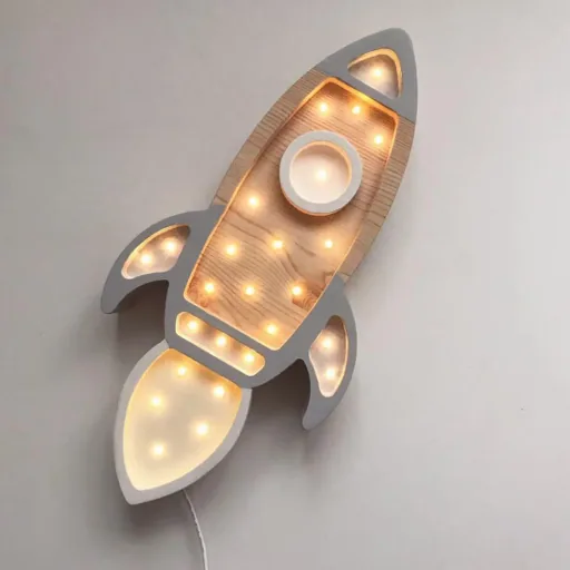 little lights Led deco kinderlamp rocket grijs