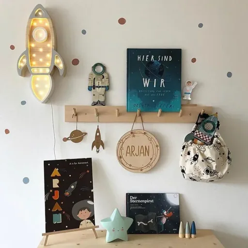 little lights Led deco kinderlamp rocket grijs