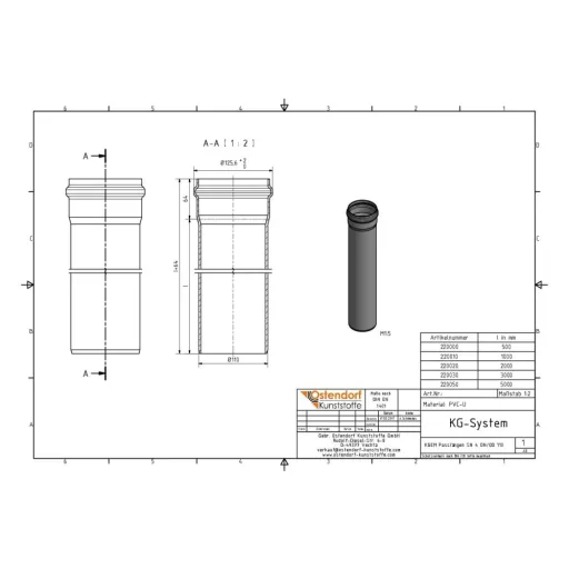 KG Buis DN 110, 500mm, SN4 Rioolbuis