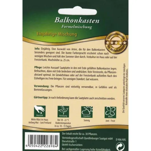 Zaadplaat Balkonkastenmengsel