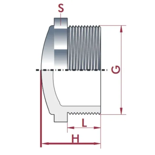 PVC-U dop met buitendraad 1/2" PN10