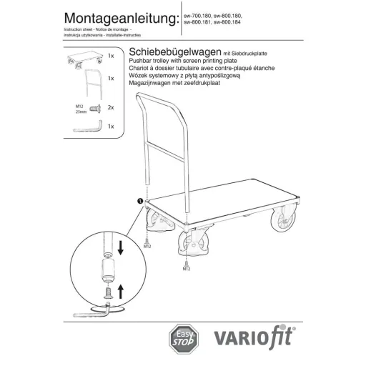 Schuifbeugelwagen 1000 kg Type L + EasySTOP