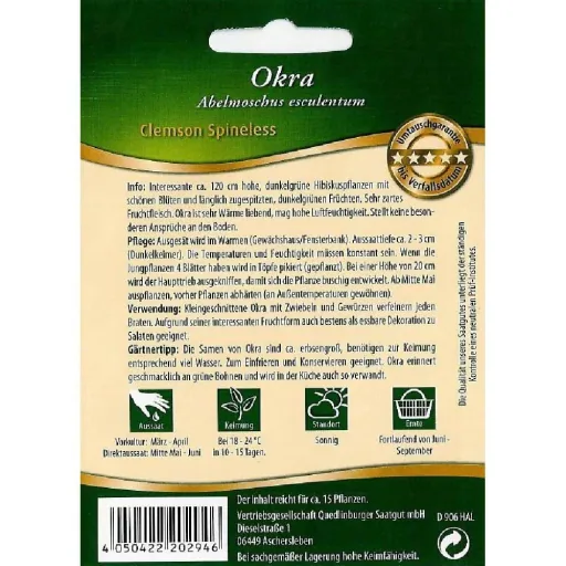 Okra Clemson Spineless Zaden - Okra kweken in uw Tuin