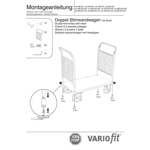 Draadkooiwagen - 500 kg - Type L - EasySTOP - blauw