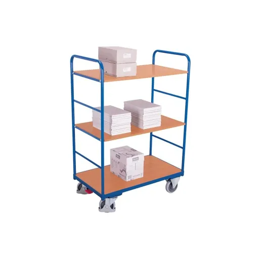 Etagenwagen met 3 Plateaus, Werkplaats Trolley, 250 kg met EasySTOP