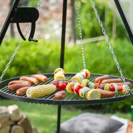 Driepoot Barbecue met Kurbel en RVS Grillrooster - 60cm