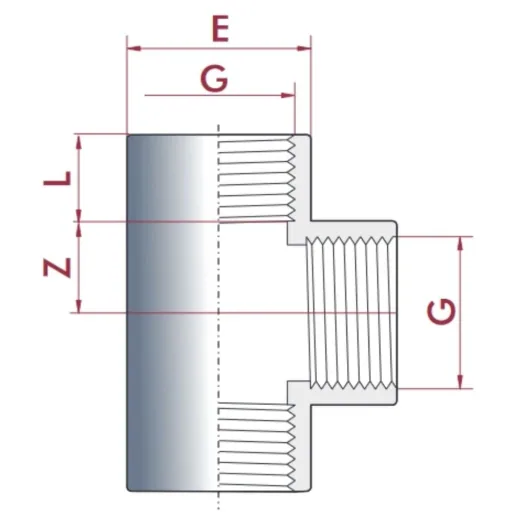 PVC-U T-stuk 2 duims binnendraad PN10