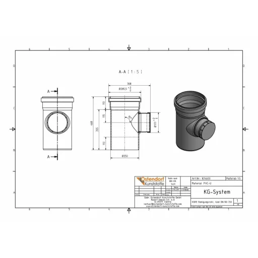 KG Reinigingsbuis 250mm - Afvoerbuis met Deksel