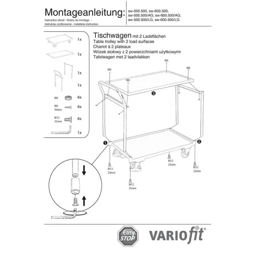 Tafelwagen 250kg met 2 Ladeflächen