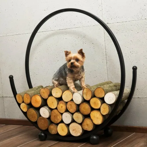 Spiral Houtopslagrek 80cm, Stalen Brandhoutrek voor Kachelhout