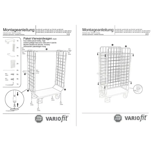 Vierwandwagen Type M, 500 kg laadvermogen - Transportwagen