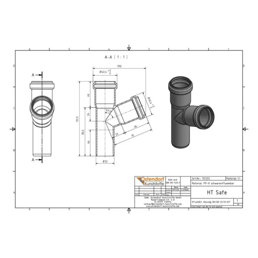 HT Afvoertak DN32 67 Graden, Afvoerbuis