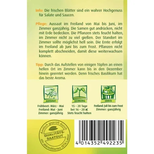 Basilicum zaden voor verse kruiden