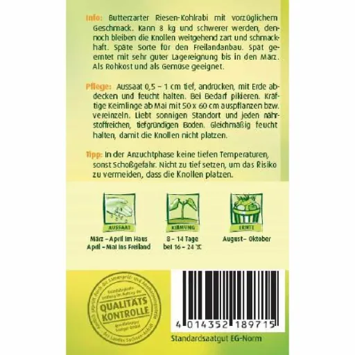 Koolrabi Superschmelz Zaden - Reuzen Koolrabi voor Buiten