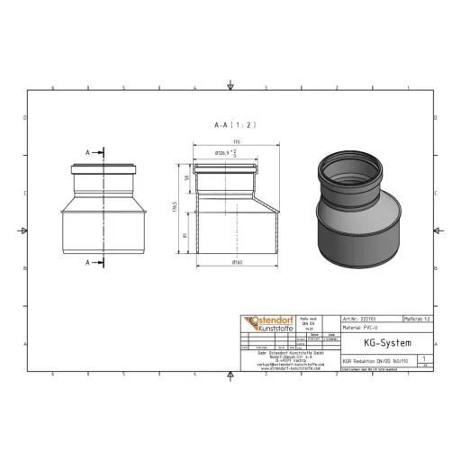 KGR Reductie 160/110 - Afvoer Verloopstuk PVC