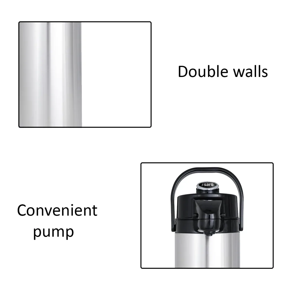 Isoleerkan, thermoskan met pomp – 2,2L (binnenglas)