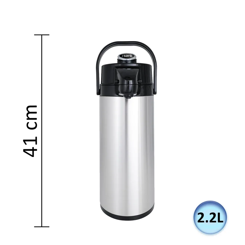 Isoleerkan, thermoskan met pomp – 2,2L (binnenglas)