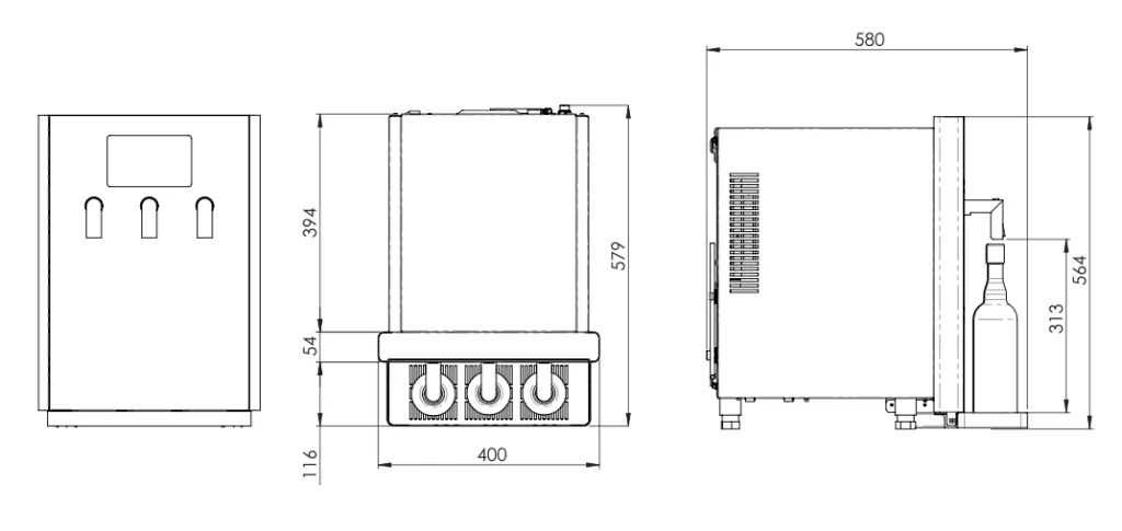 Waterdispenser, bruiswater machine, sodamaker, carbonator - Bluglass Plus, op tafel