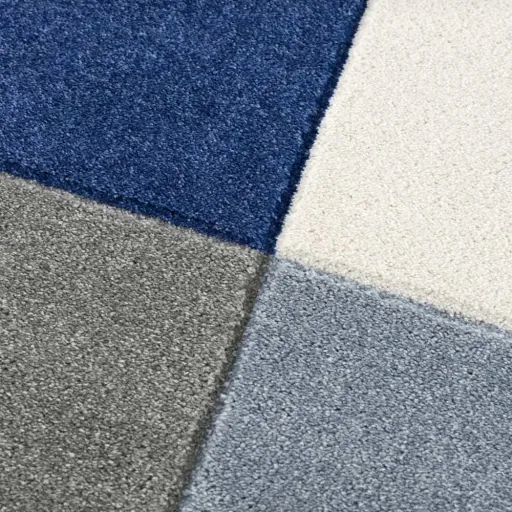 Livone kindertapijt patchwork blauw, Tapijtmaat: 160 x 230 cm