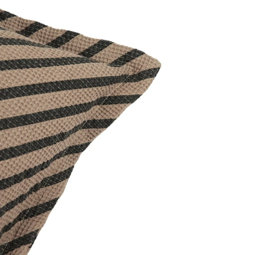 Nobodinoz LANDSCAPE kussen met wafelpatroon, 45 x 45 cm, kleur: Gestreept Sesam