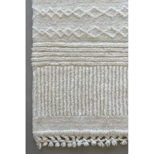 Lorena Canals wasbaar wollen vloerkleed "Ari" Schaap Wit, Maat: 200 x 140 cm