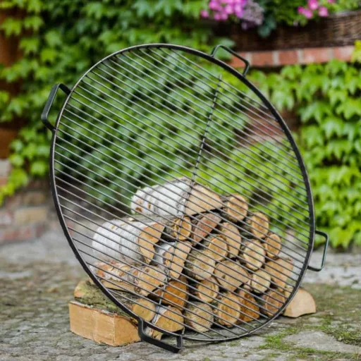 Grillrooster 80 cm voor vuurschaal, ronde stalen grill met handvatten