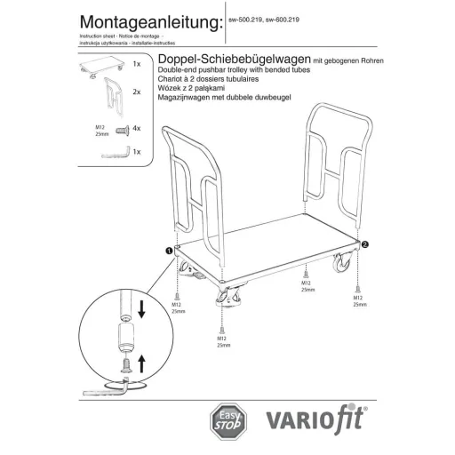 Schiebebügelwagen 250 kg met EasySTOP - Type L