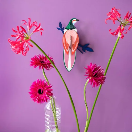 studio ROOF 3D paradijsvogel roze rood karton