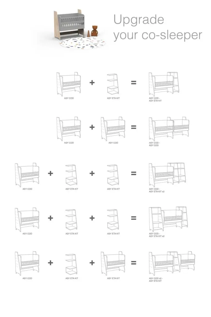 Mathy by Bols "Asymetry" babybedje omvormbaar tot bureau met 1 plankje