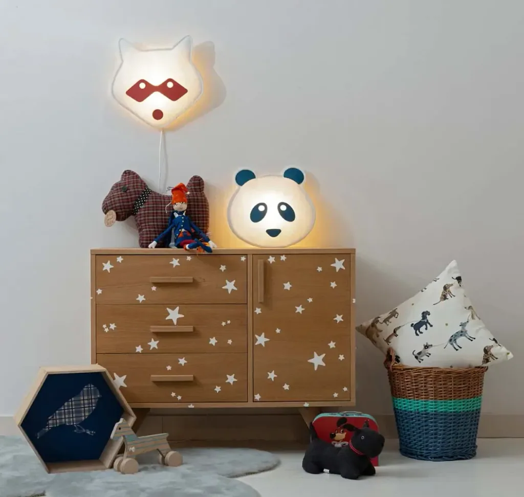 Buokids Soft wandlamp wasbeer blauw