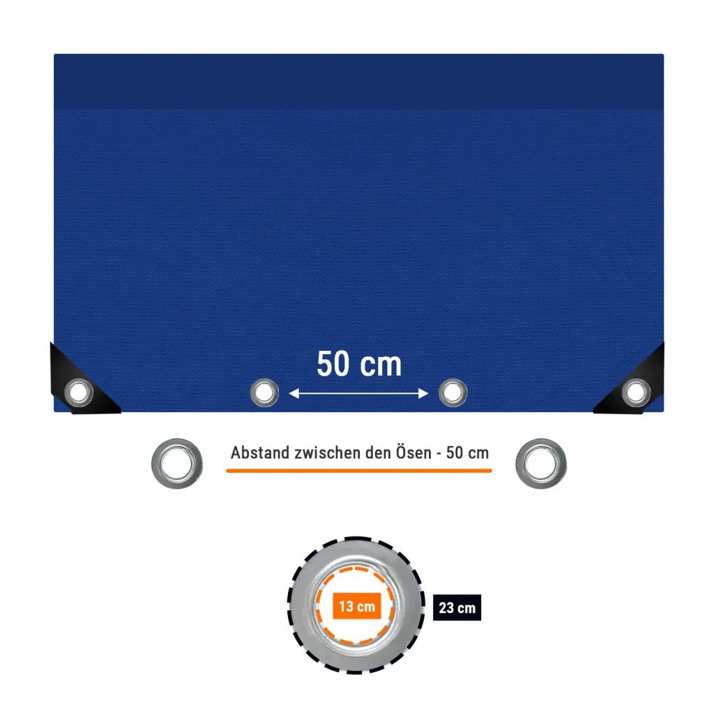 Afdekzeil, PVC zeil 650g/m², 6x10m (60m²), blauw, waterdicht, reisfest
