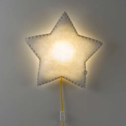 Buokids zacht lampje nachtlampje/wandlampje ster, Versie: wandlamp; Kleur van de naad: Grijs