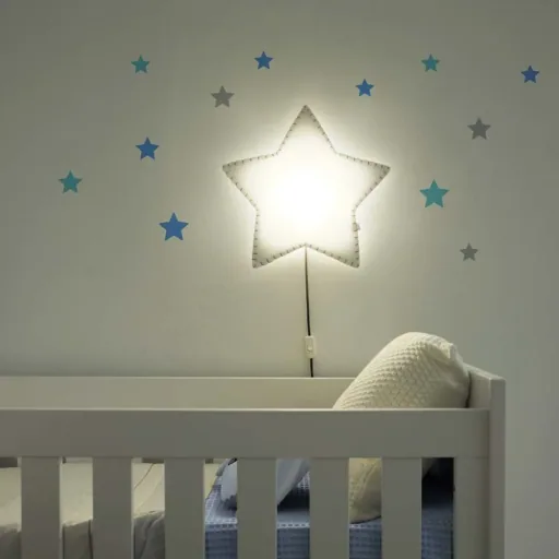 Buokids zacht lampje nachtlampje/wandlampje ster, Versie: wandlamp; Kleur van de naad: Grijs