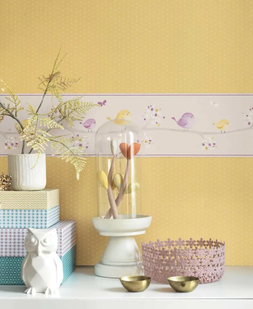 Casadeco My Little World behang witte stippen op lime