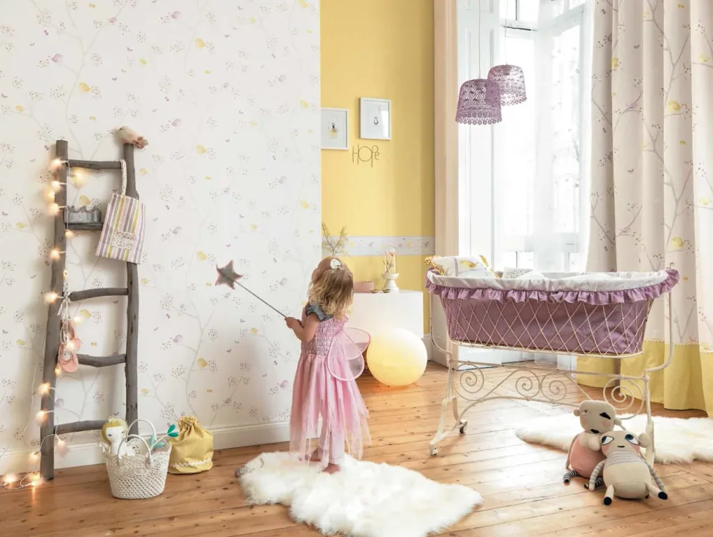 Casadeco My Little World behang witte stippen op lime