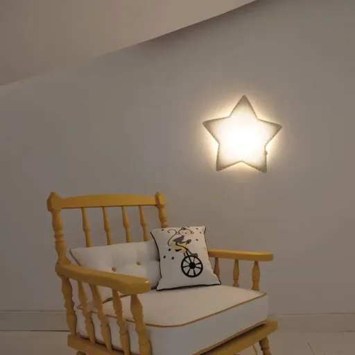 Buokids zacht lampje nachtlampje/wandlampje ster, Kleur van de naad: geel; Versie: wandlamp